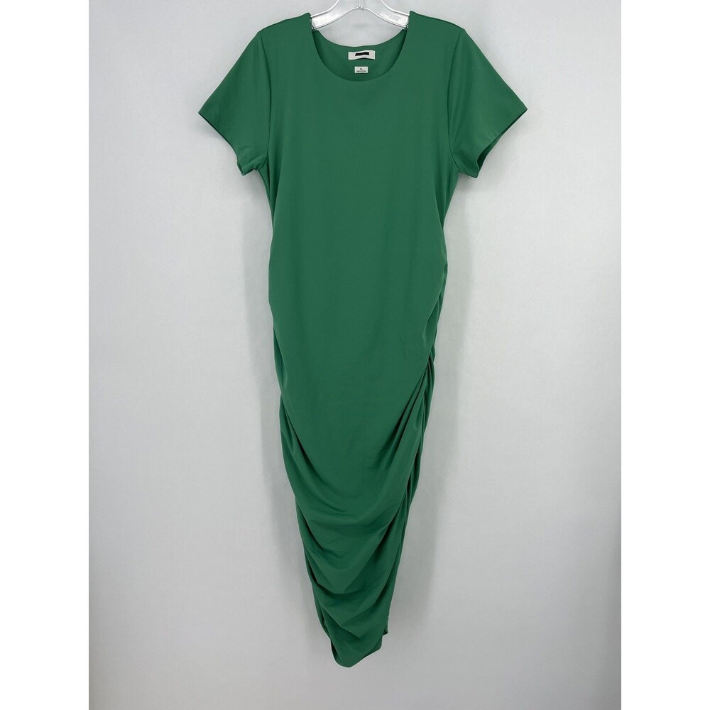 Aritzia Babaton Contour Ruched Short Sleeve Midi Dress Size XL Baddie Clubwear